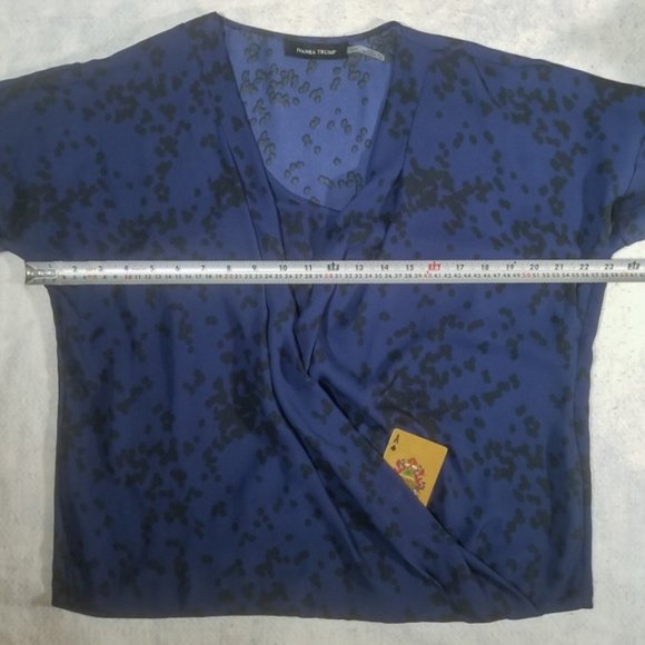 Ivanka Trump Blue & Black Spotted Blouse - Picture 8 of 8